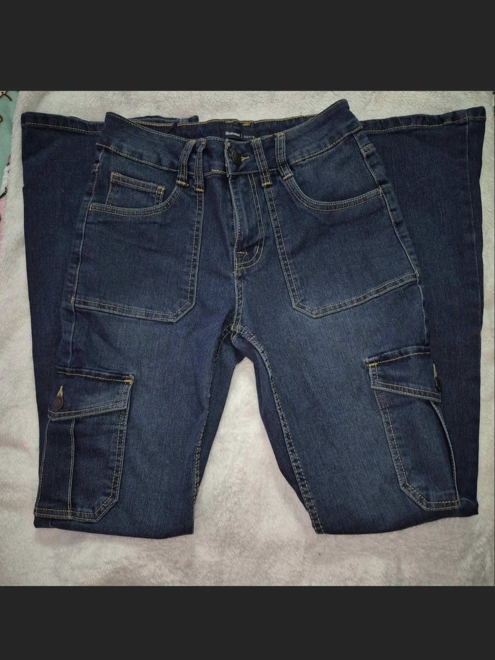 Dark Wash Cargo Denim Shorts